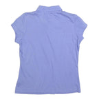 REEBOK Womens Blue Short Sleeve Plain M Cotton Blend Polo Shirt Casual Fit