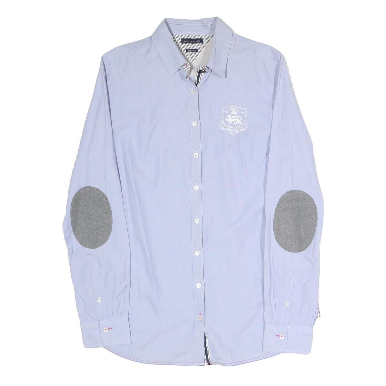 TOMMY HILFIGER Womens Blue Shirt Long Sleeve Collared M Cotton Blend Classic