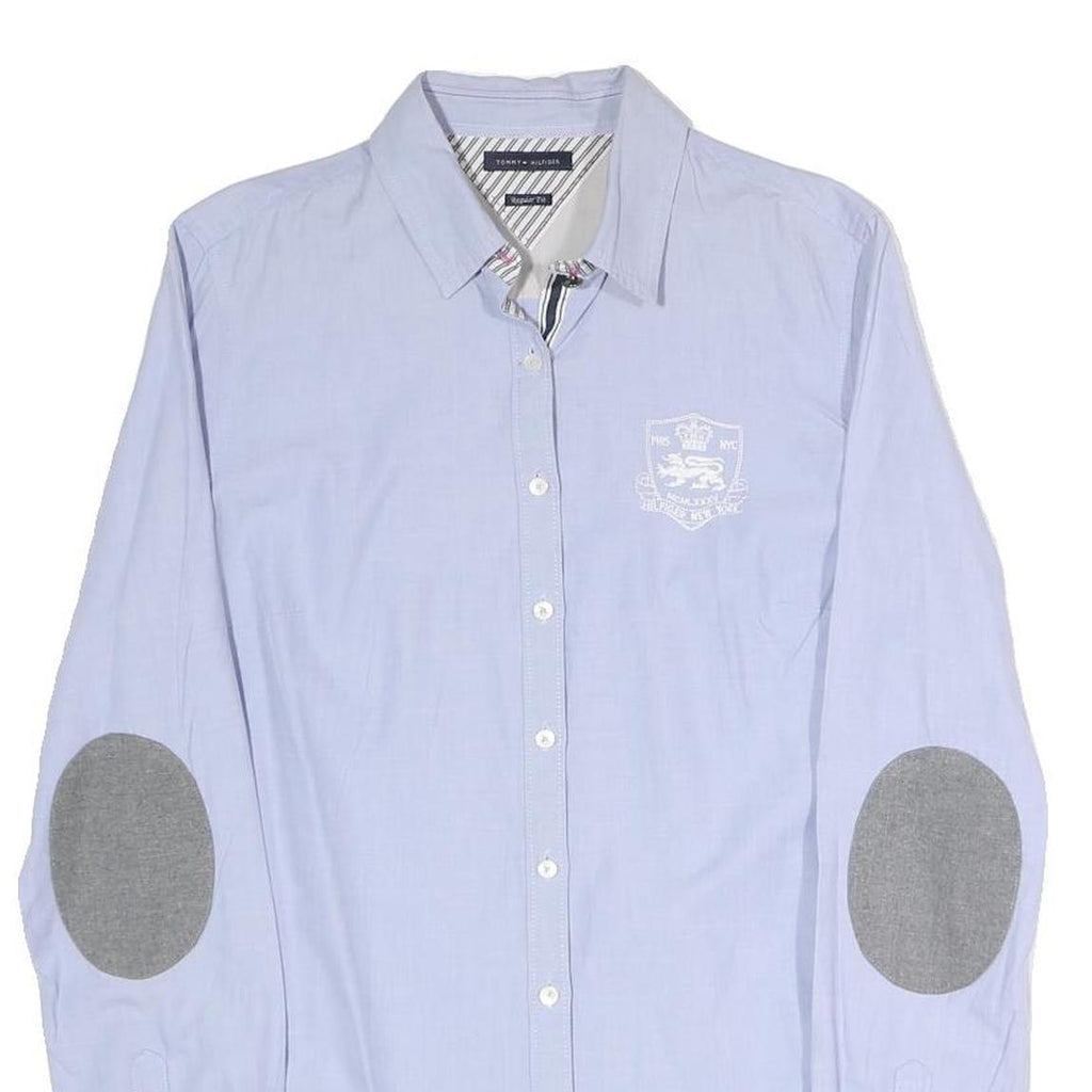 TOMMY HILFIGER Womens Blue Shirt Long Sleeve Collared M Cotton Blend Classic
