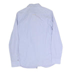 TOMMY HILFIGER Womens Blue Shirt Long Sleeve Collared M Cotton Blend Classic