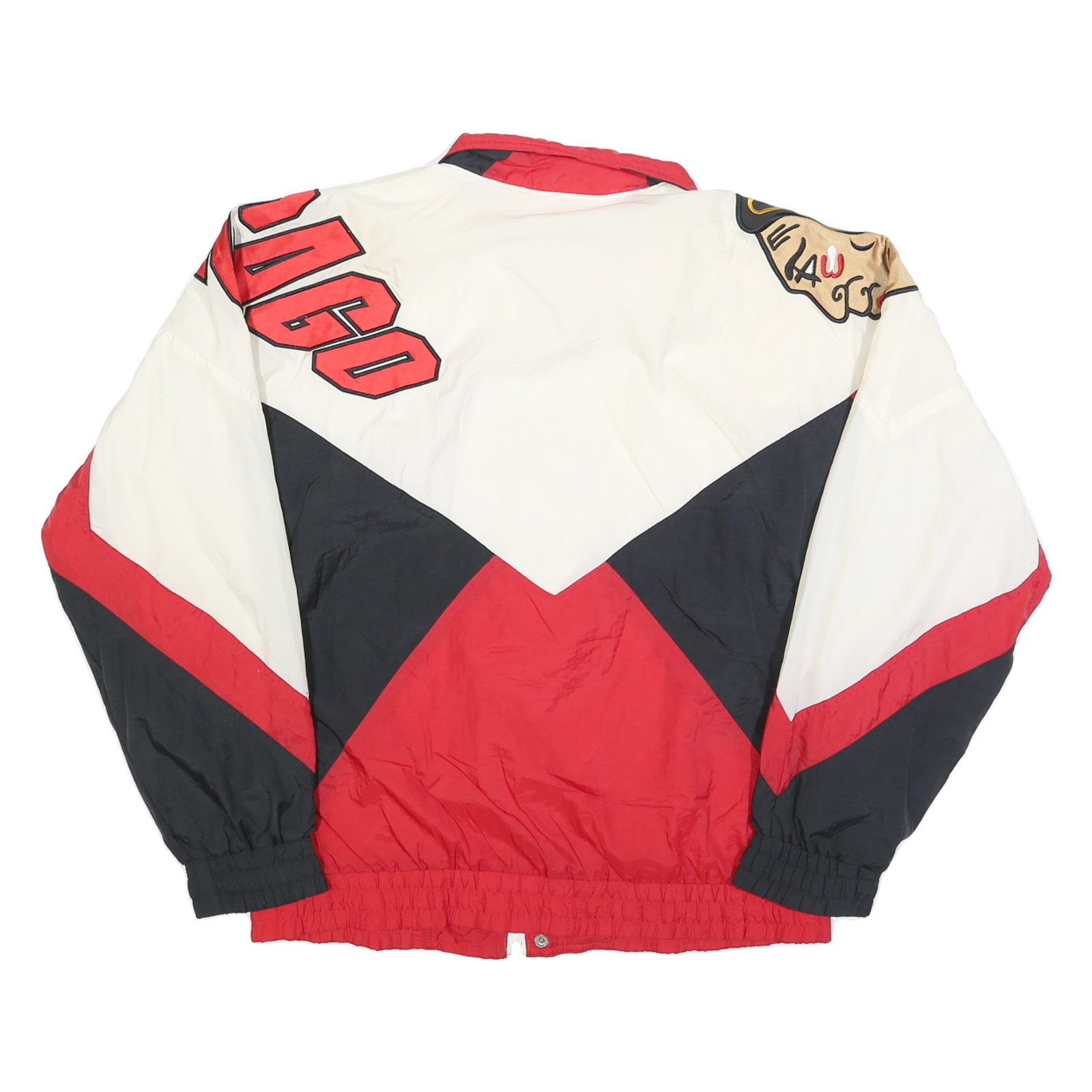 APEX ONE Mens Red Black & White Chicago Jacket M Polyester Zip Colourblock NHL