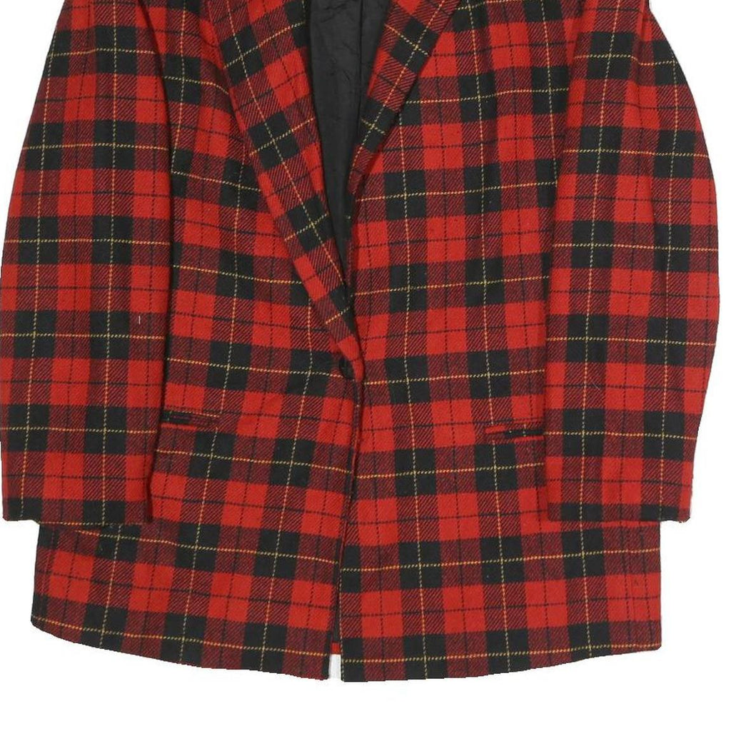 DUMAS Womens Red & Black Check Jacket M Polyester Blend Button Closure Classic