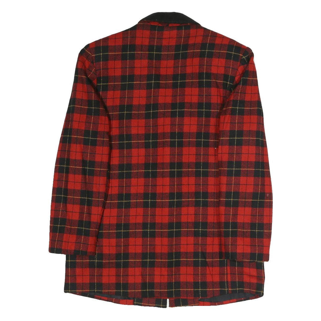 DUMAS Womens Red & Black Check Jacket M Polyester Blend Button Closure Classic