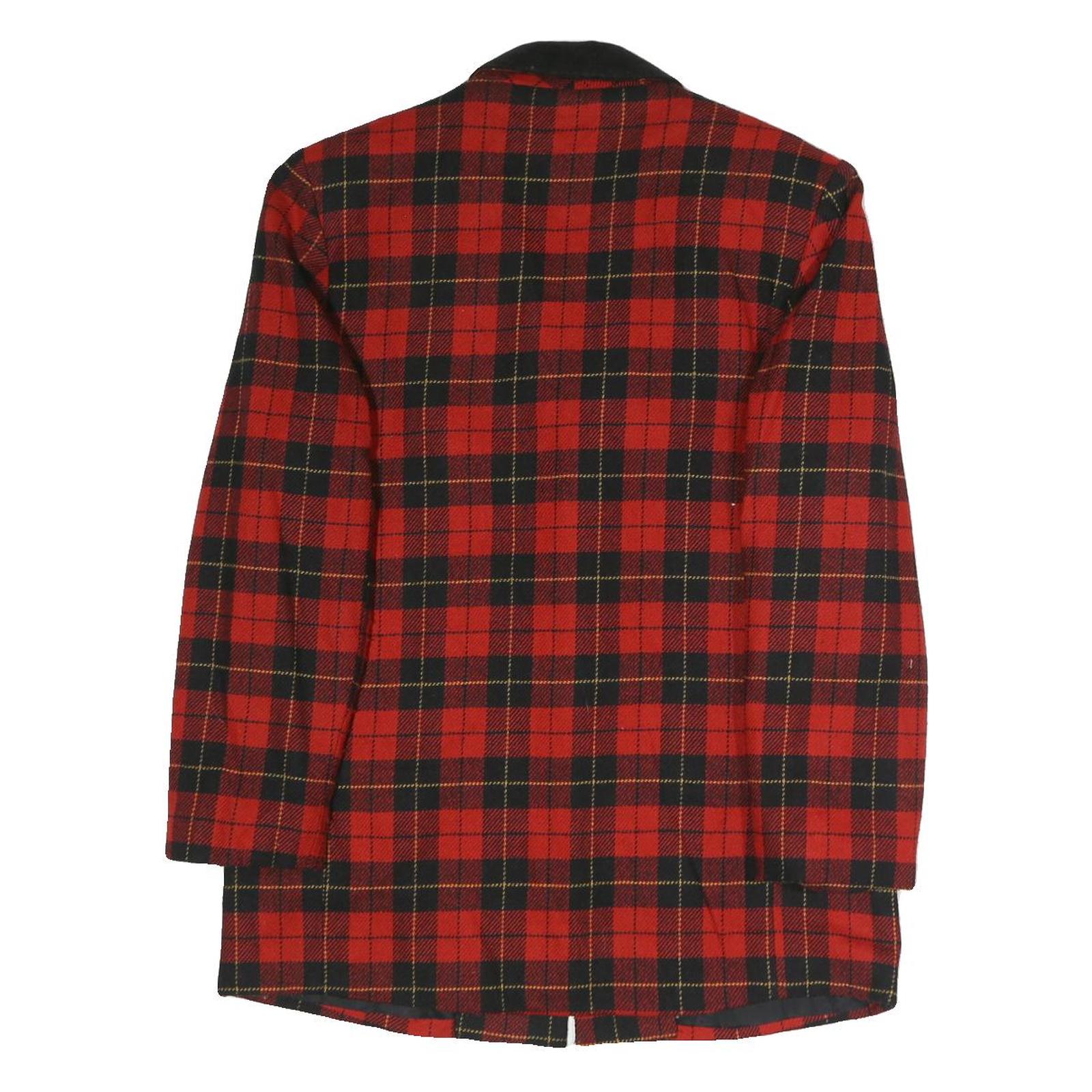DUMAS Womens Red & Black Check Jacket M Polyester Blend Button Closure Classic