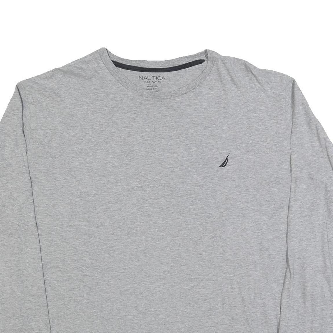 NAUTICA Mens Grey Long Sleeve Crew Neck Cotton Blend T-Shirt XL Casual