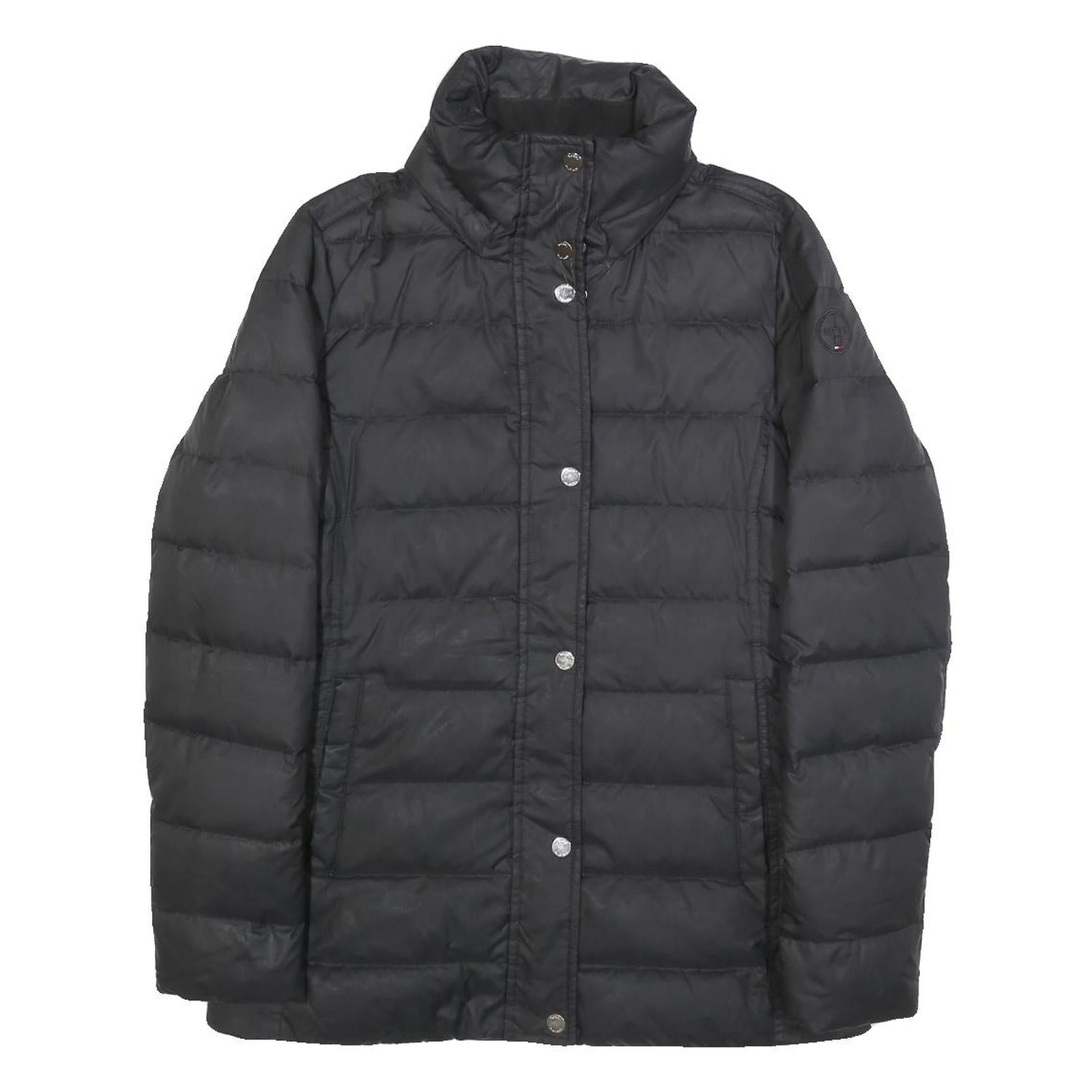 TOMMY HILFIGER Womens Black Quilted Jacket XS Polyester Zip Puffer Coat Winter