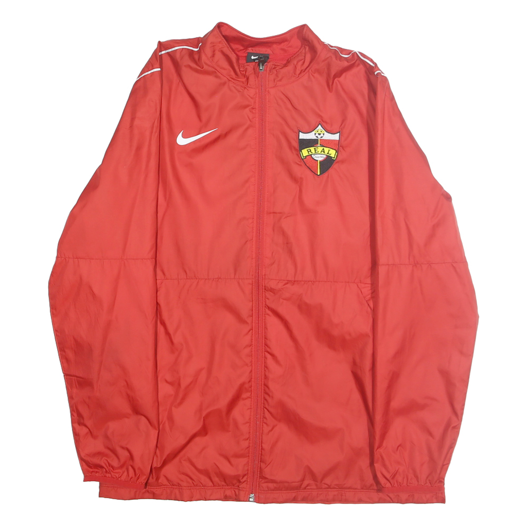 NIKE Mens Red Jacket L Polyester Plain Zip Sports Casual Lightweight