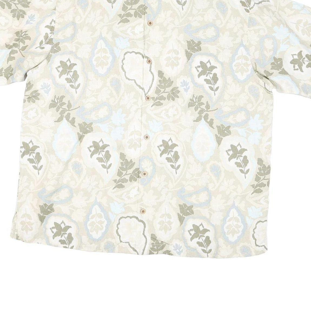 TOMMY BAHAMA Mens Beige & Green Casual Shirt XL Cotton Blend Lightweight
