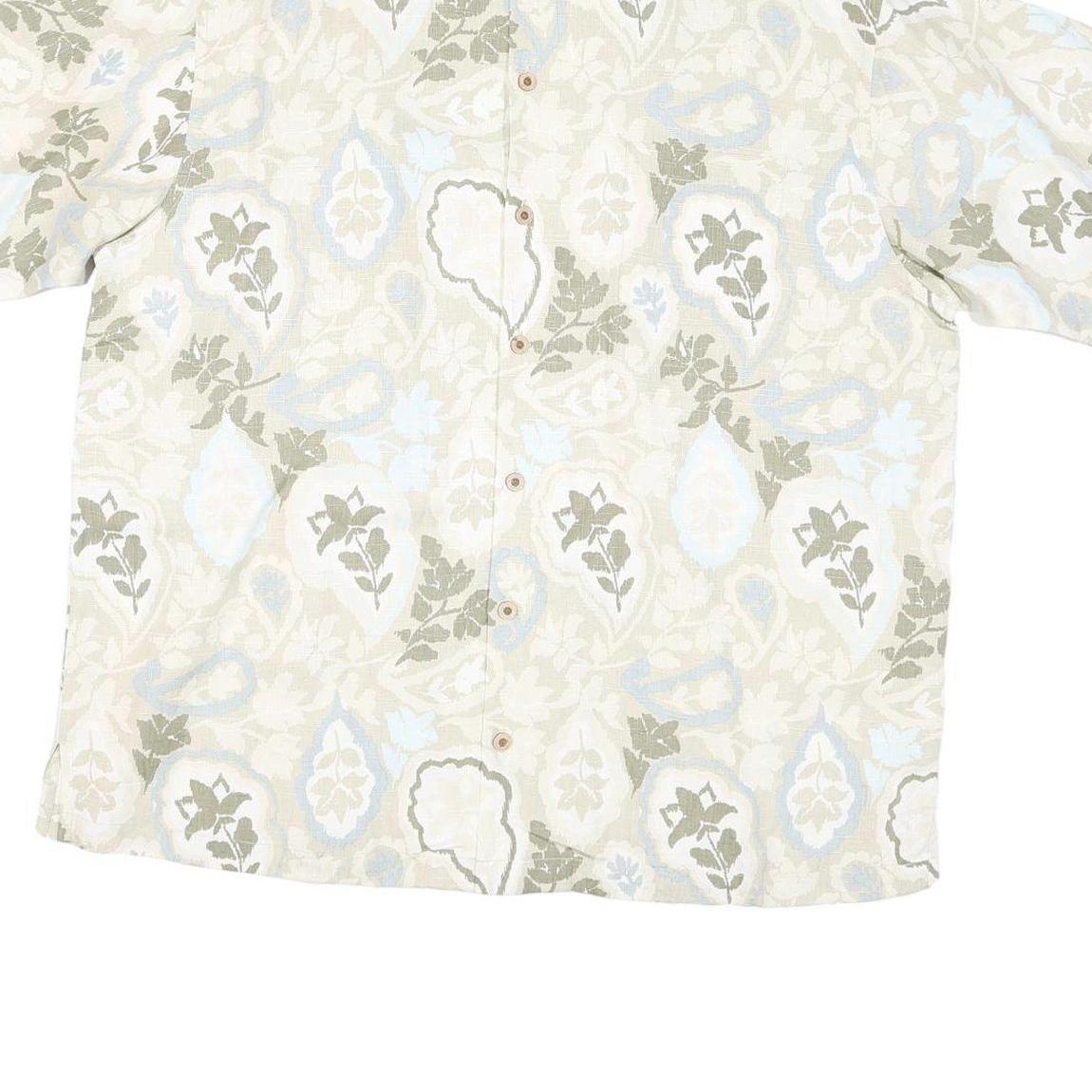 TOMMY BAHAMA Mens Beige & Green Casual Shirt XL Cotton Blend Lightweight