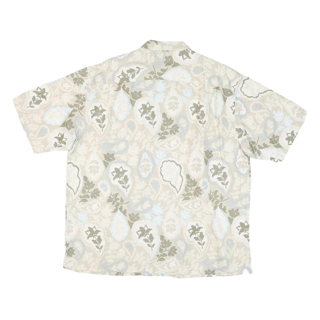 TOMMY BAHAMA Mens Beige & Green Casual Shirt XL Cotton Blend Lightweight