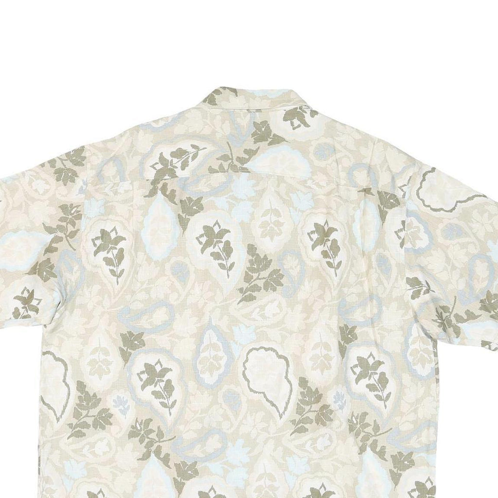 TOMMY BAHAMA Mens Beige & Green Casual Shirt XL Cotton Blend Lightweight