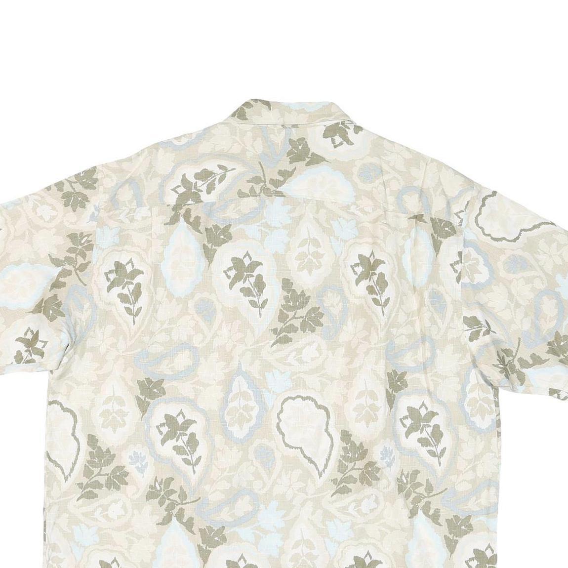 TOMMY BAHAMA Mens Beige & Green Casual Shirt XL Cotton Blend Lightweight