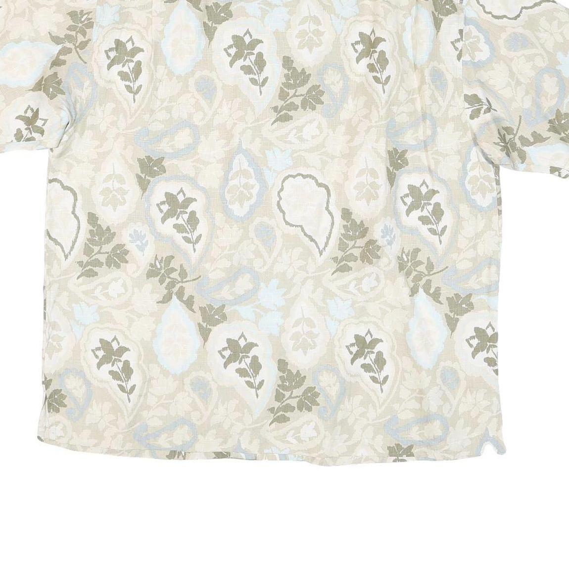 TOMMY BAHAMA Mens Beige & Green Casual Shirt XL Cotton Blend Lightweight