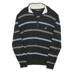NAUTICA Mens Black Blue & Yellow Striped Pattern Pullover Crew Neck Jumper L