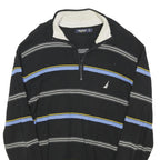 NAUTICA Mens Black Blue & Yellow Striped Pattern Pullover Crew Neck Jumper L