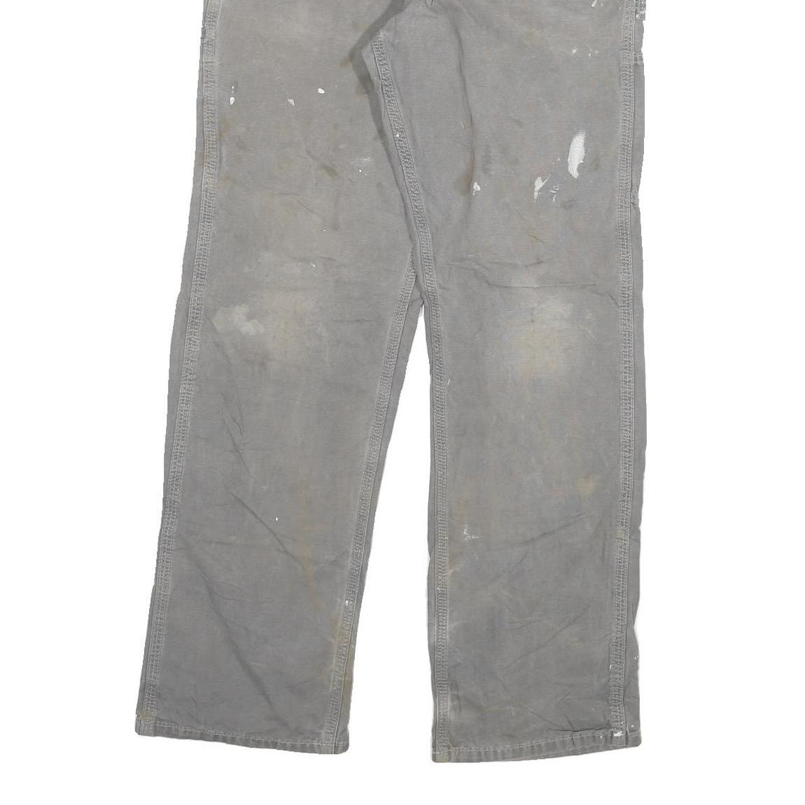 CARHARTT Mens Relaxed Grey Cotton Blend Trousers W30 L32 Workwear Durable Zip