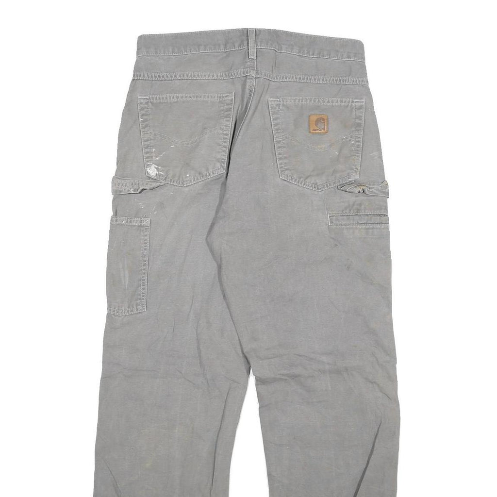 CARHARTT Mens Relaxed Grey Cotton Blend Trousers W30 L32 Workwear Durable Zip