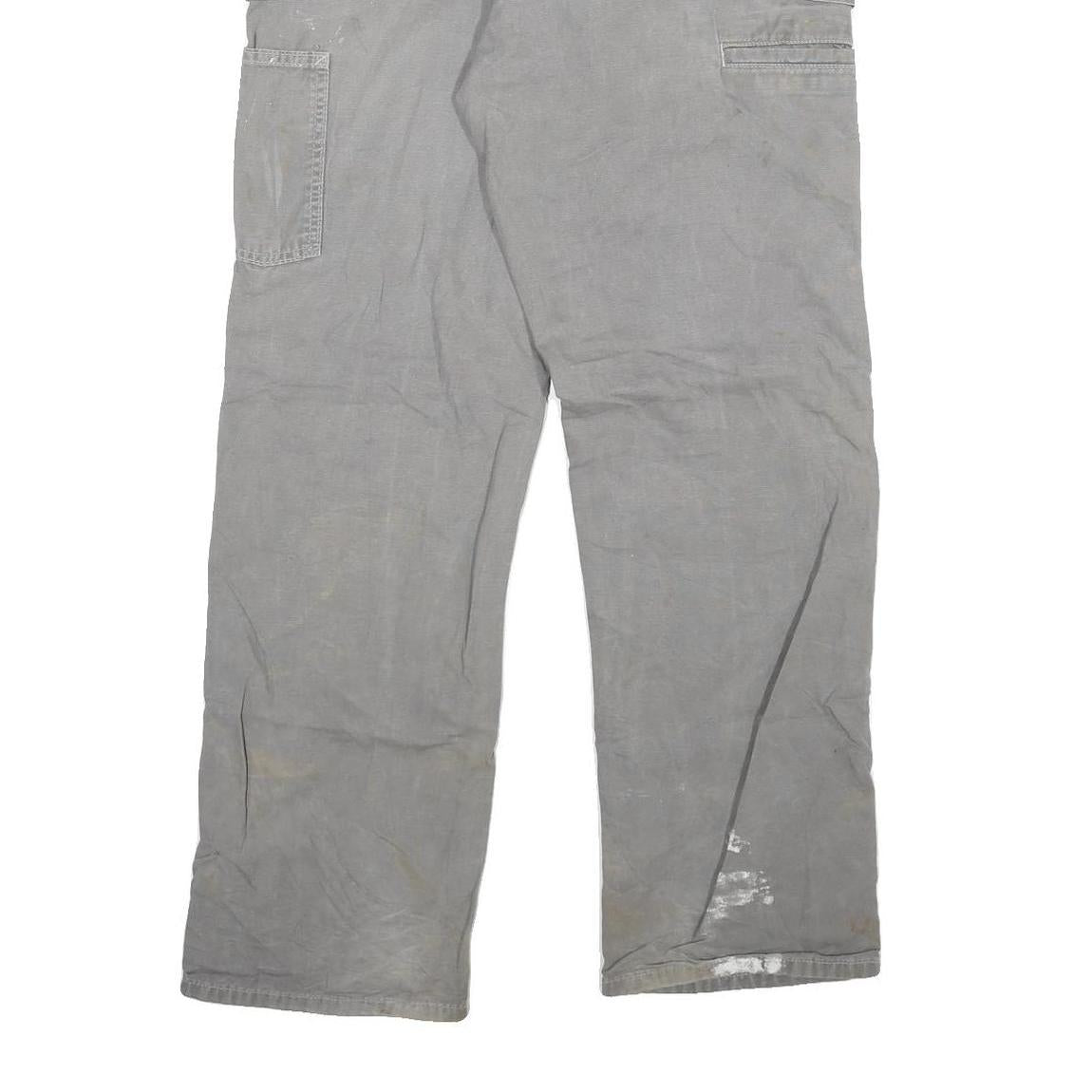 CARHARTT Mens Relaxed Grey Cotton Blend Trousers W30 L32 Workwear Durable Zip