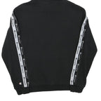 CHAMPION Mens Black Pullover Hoodie S Cotton Blend Logo Tape Shoulder Stripe