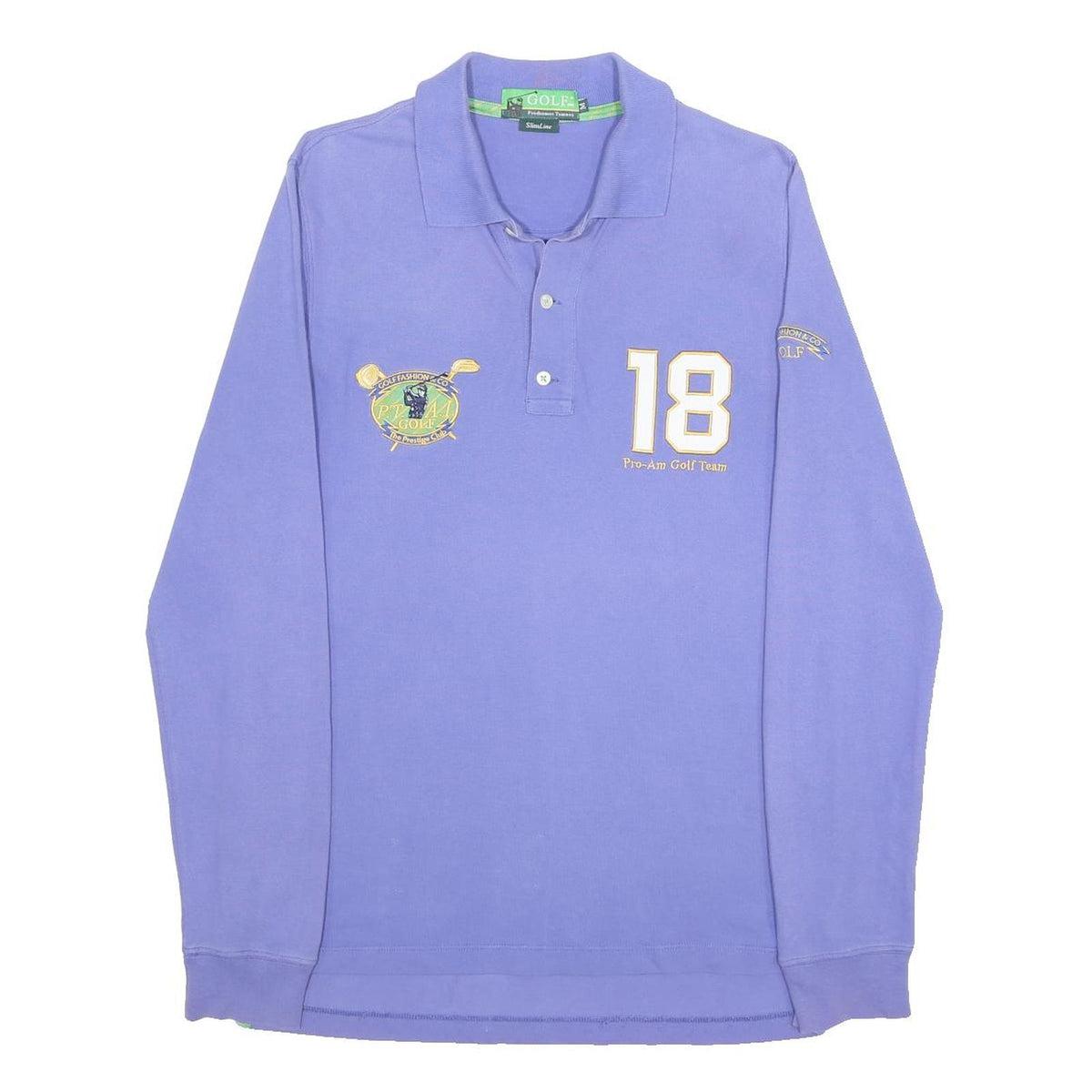 GOLF Mens Lilac Long Sleeve Polo Shirt Slim Line M Embroidered Logo