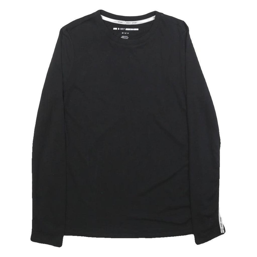 DKNY Womens Black Modern Long Sleeve Crew Neck T-Shirt M Cotton Blend