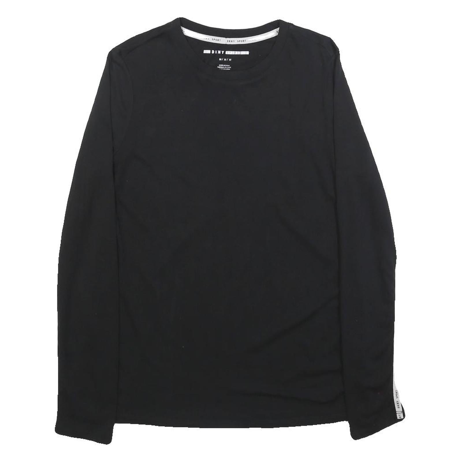 DKNY Womens Black Modern Long Sleeve Crew Neck T-Shirt M Cotton Blend