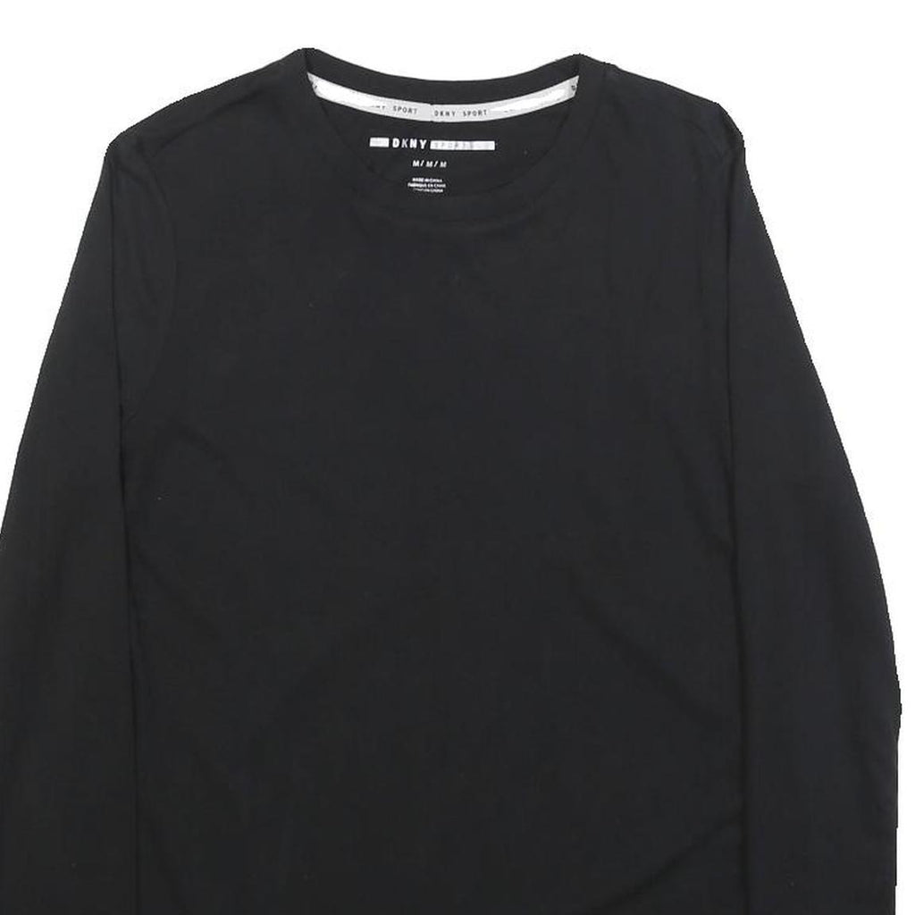 DKNY Womens Black Modern Long Sleeve Crew Neck T-Shirt M Cotton Blend