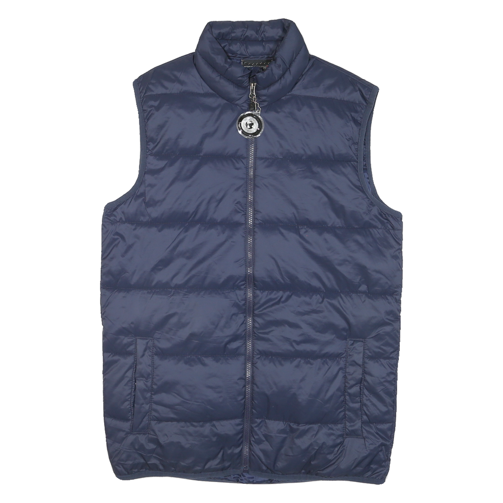 SWISSTECH Mens Blue Sleeveless Puffer Jacket M Polyester Blend Zip Casual
