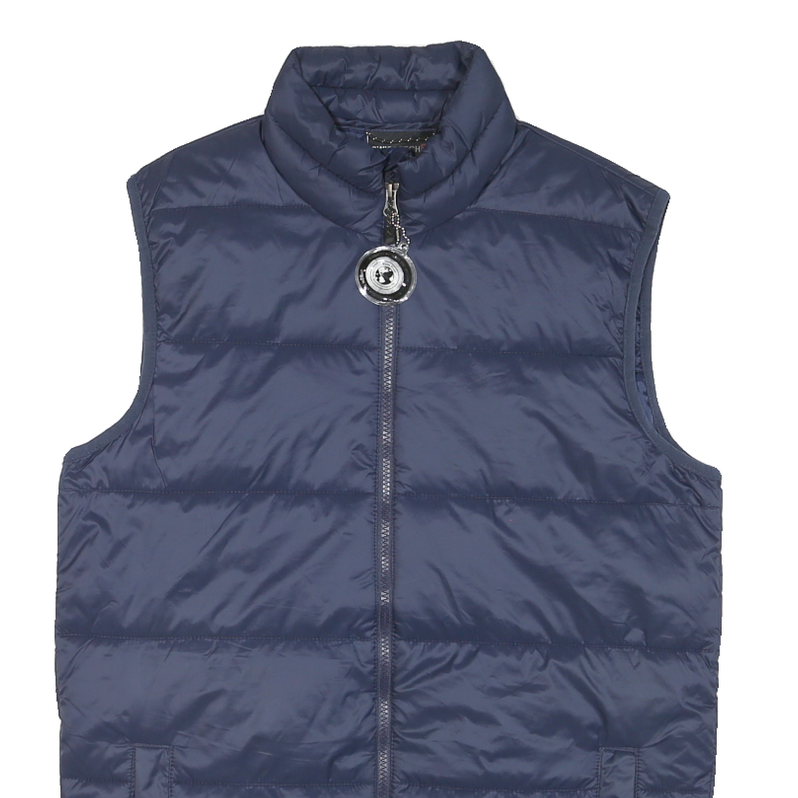 SWISSTECH Mens Blue Sleeveless Puffer Jacket M Polyester Blend Zip Casual
