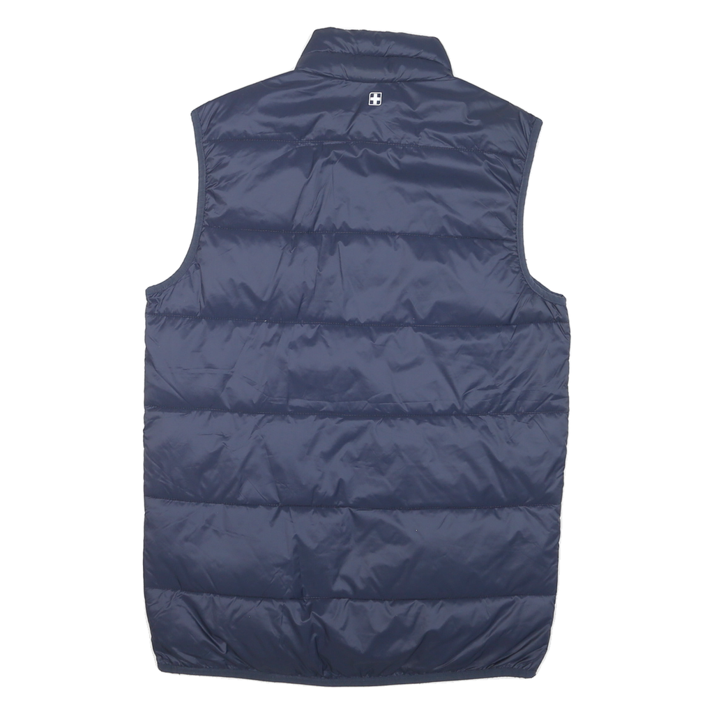SWISSTECH Mens Blue Sleeveless Puffer Jacket M Polyester Blend Zip Casual