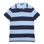 POLO RALPH LAUREN Mens Blue & Navy Striped Short Sleeve Polo Shirt M Cotton