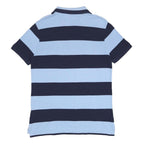 POLO RALPH LAUREN Mens Blue & Navy Striped Short Sleeve Polo Shirt M Cotton
