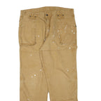 DICKIES Mens Regular Fit Brown Denim Workwear Jeans W38 L32 Paint Splatter