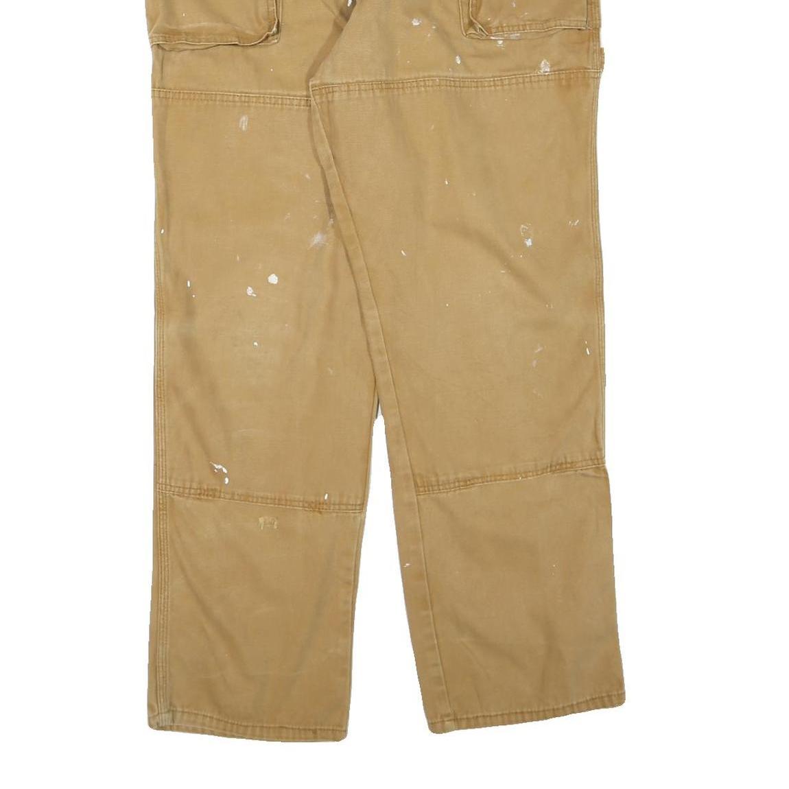 DICKIES Mens Regular Fit Brown Denim Workwear Jeans W38 L32 Paint Splatter