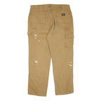 DICKIES Mens Regular Fit Brown Denim Workwear Jeans W38 L32 Paint Splatter