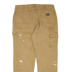 DICKIES Mens Regular Fit Brown Denim Workwear Jeans W38 L32 Paint Splatter