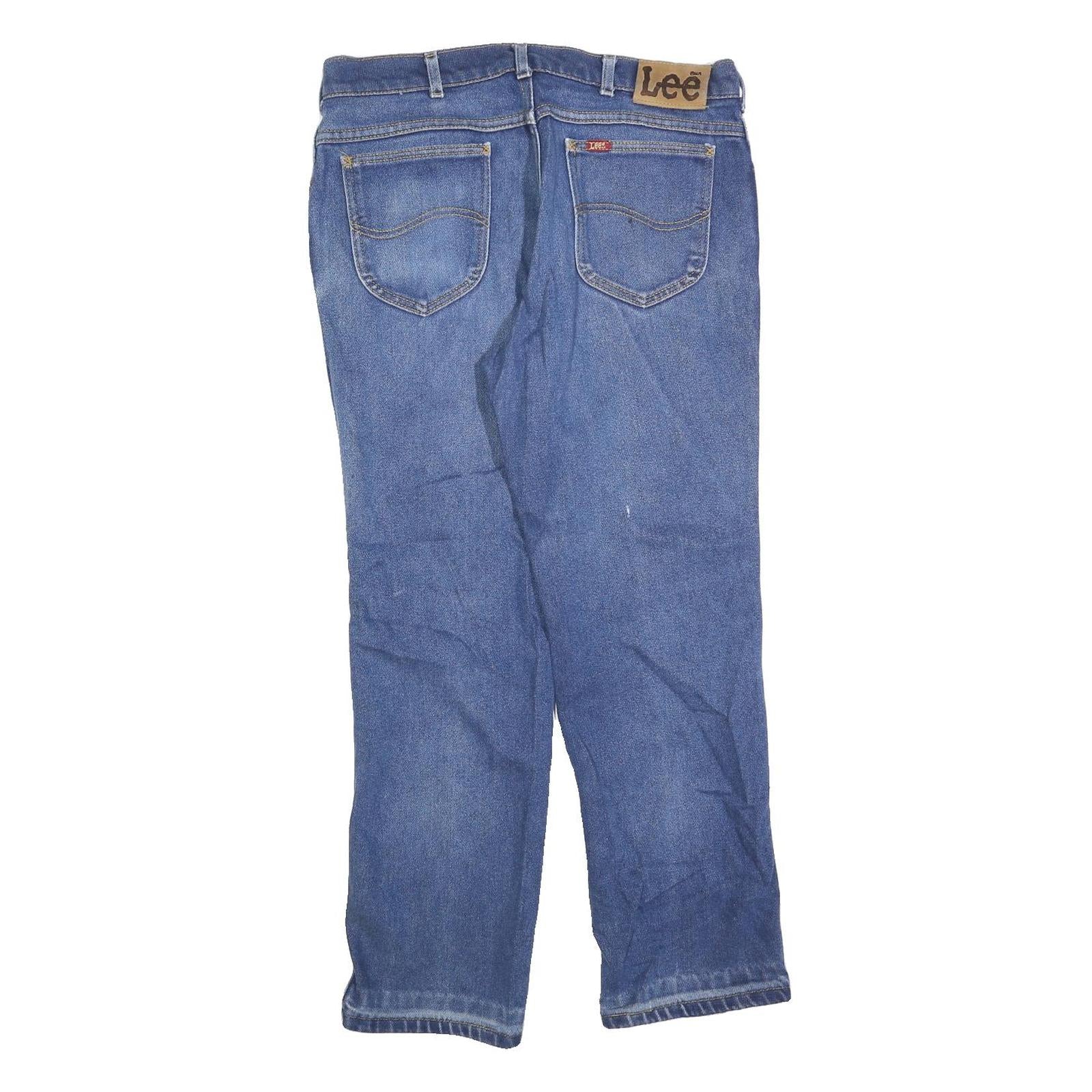 LEE Womens Regular Fit Straight Leg Denim Medium Wash Cotton Blend Jeans W34 L28