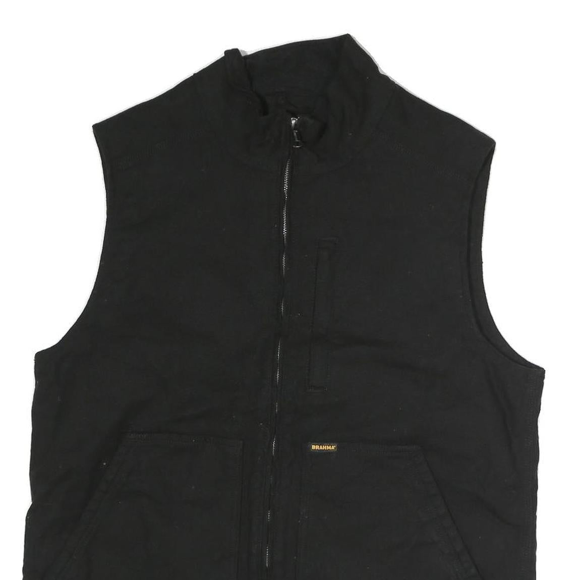 BRAHMA Mens Black Cotton Classic Zip Jacket M Plain Casual Durable Workwear