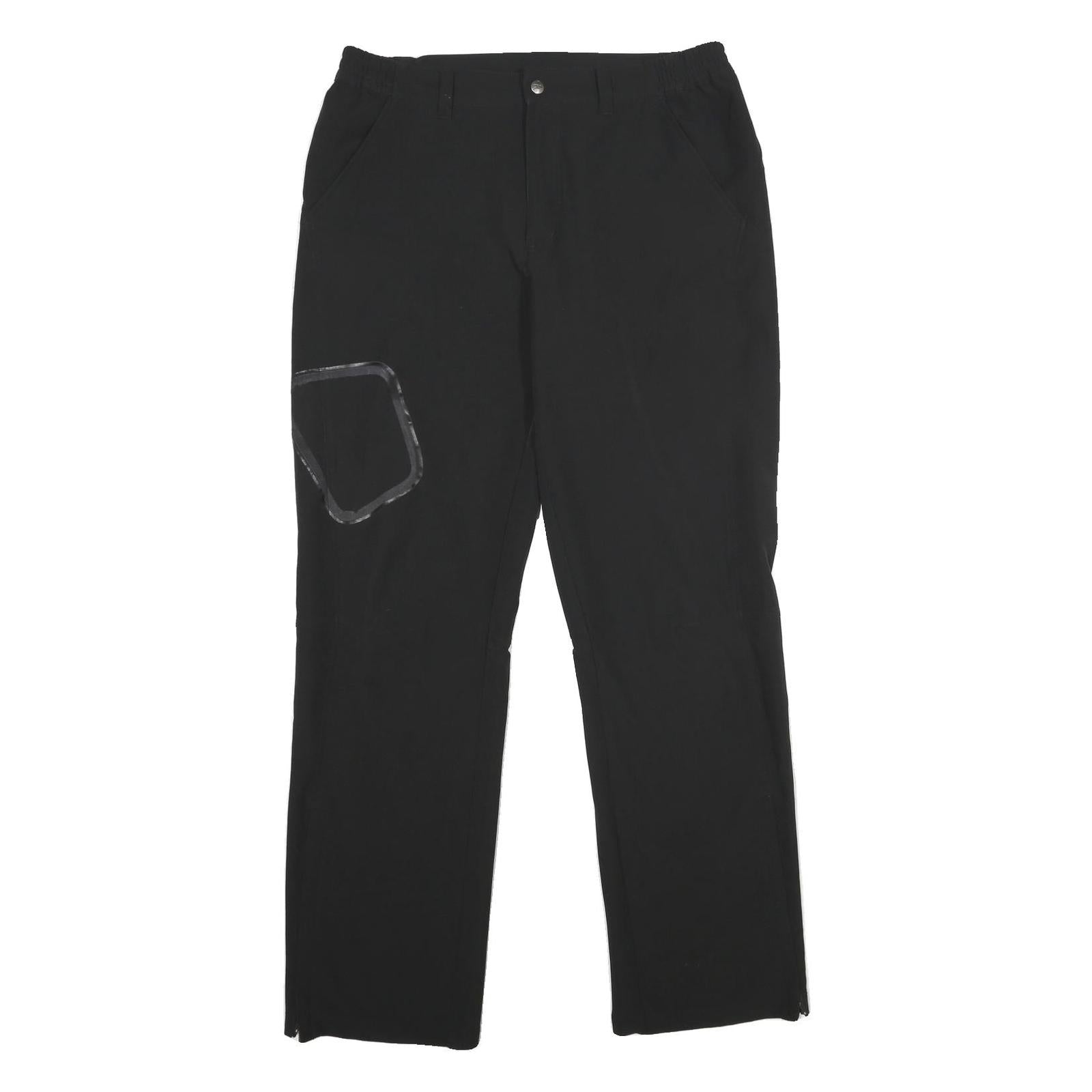 Black Mens Polyamide Blend Straight Leg Regular Fit Trousers W34 L34 Zip Closure