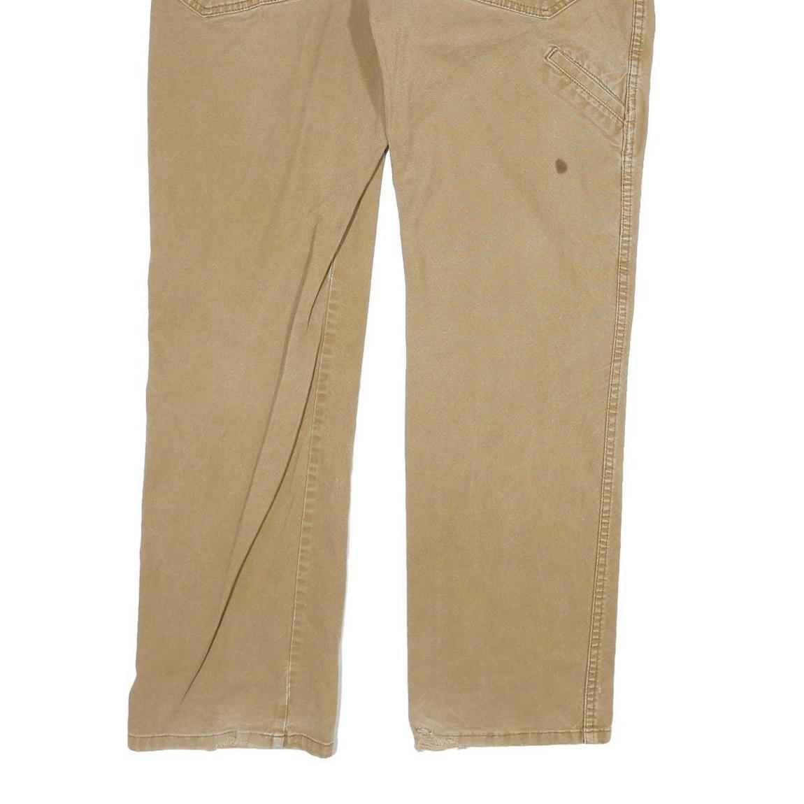 DICKIES Mens Regular Fit Beige Cotton Blend Zip Trousers W38 L32 Workwear Casual