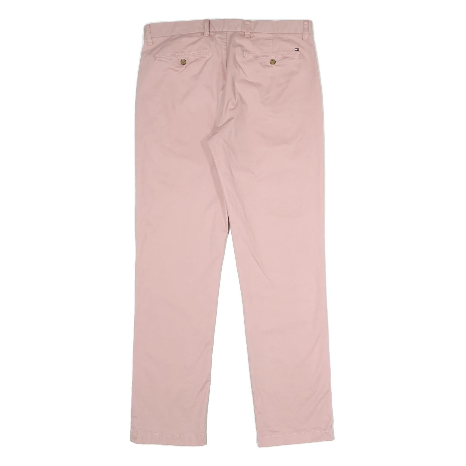 TOMMY HILFIGER Mens Cotton Blend Pink Regular Fit Straight Trousers W33 L32
