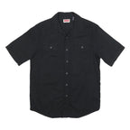 WRANGLER Mens Black Casual Shirt L Cotton Blend Button Front Short Sleeve
