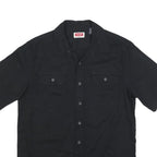 WRANGLER Mens Black Casual Shirt L Cotton Blend Button Front Short Sleeve