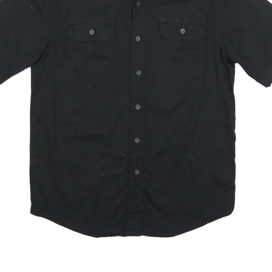 WRANGLER Mens Black Casual Shirt L Cotton Blend Button Front Short Sleeve