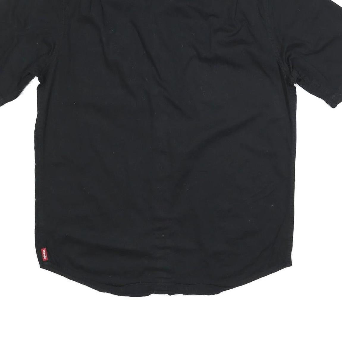 WRANGLER Mens Black Casual Shirt L Cotton Blend Button Front Short Sleeve