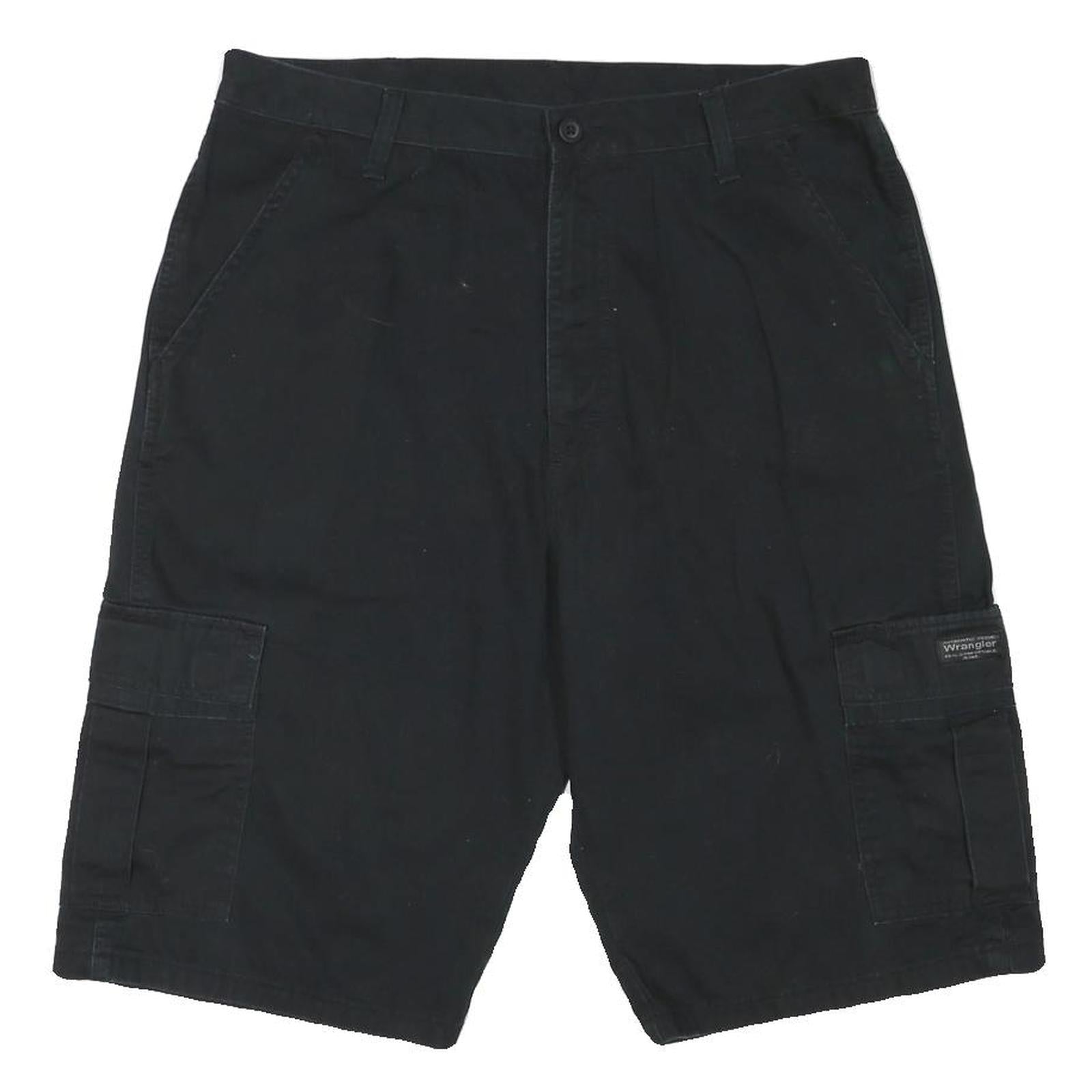 WRANGLER Mens Black Cargo Shorts XL W36 Cotton Blend Casual Pockets