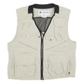 COLUMBIA Mens Beige Utility Zip Vest M Polyester Blend Outdoor Casual