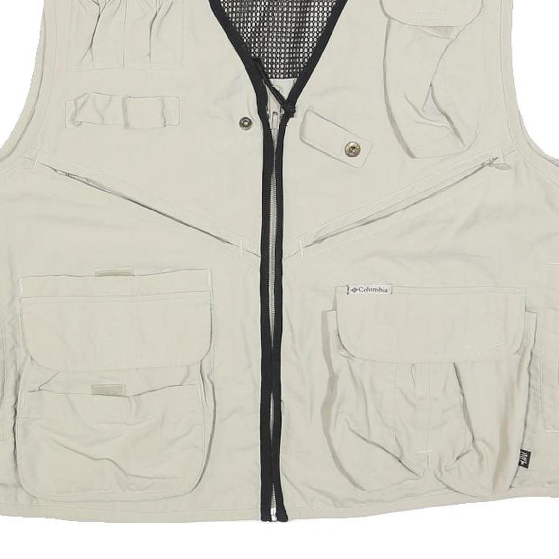 COLUMBIA Mens Beige Utility Zip Vest M Polyester Blend Outdoor Casual