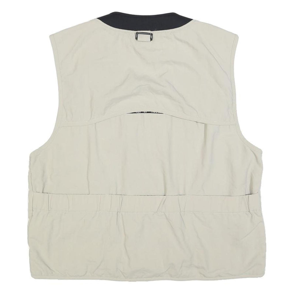 COLUMBIA Mens Beige Utility Zip Vest M Polyester Blend Outdoor Casual