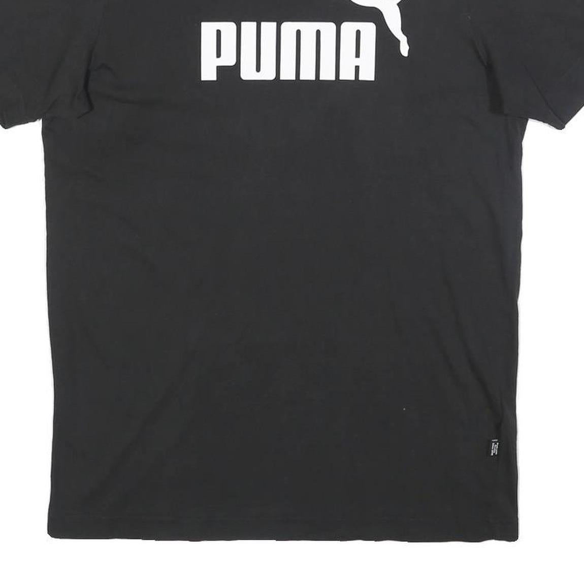 PUMA Mens Black S T-Shirt Short Sleeve Crew Neck Cotton Blend Logo Graphic